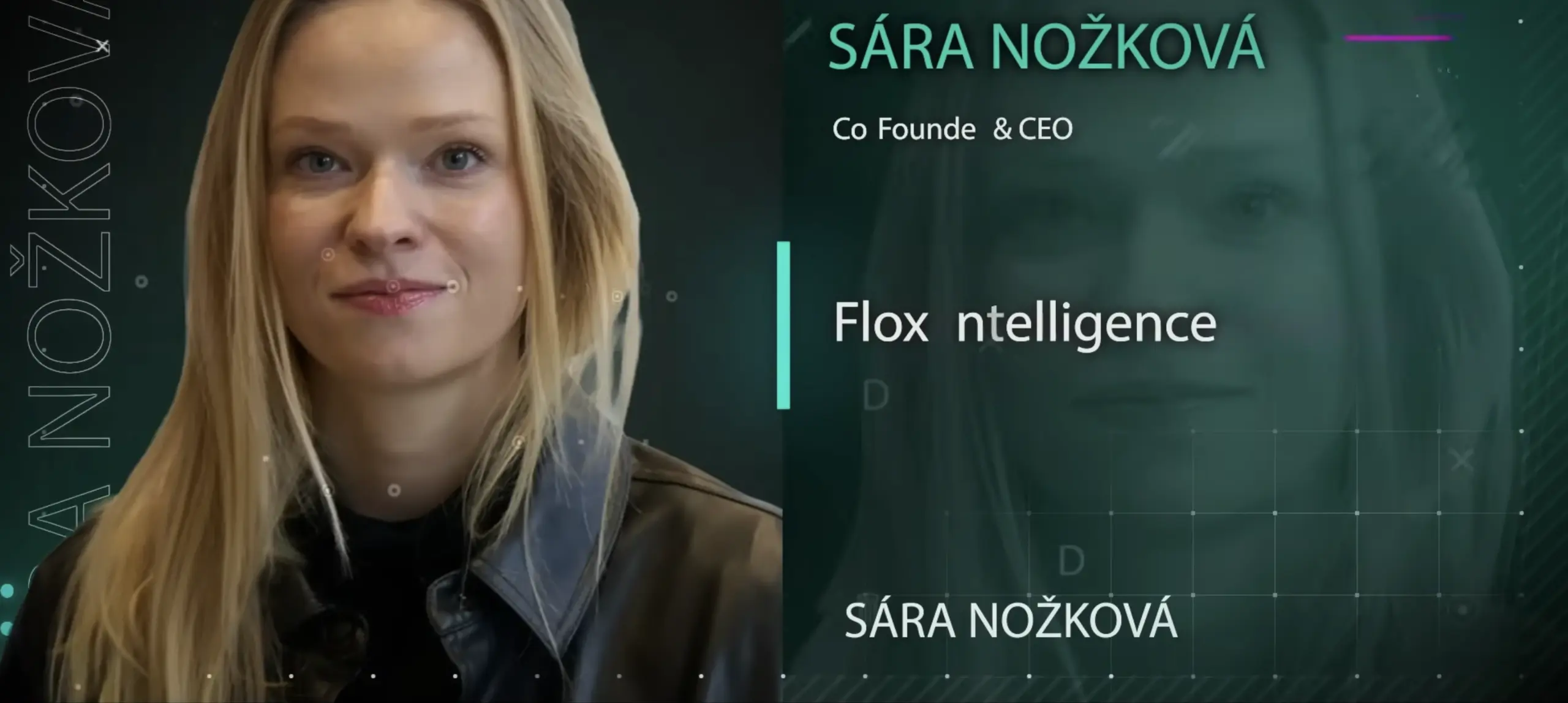 Sára Nožková Founder of Flox Intelligence pitching at Sand Evolve summit